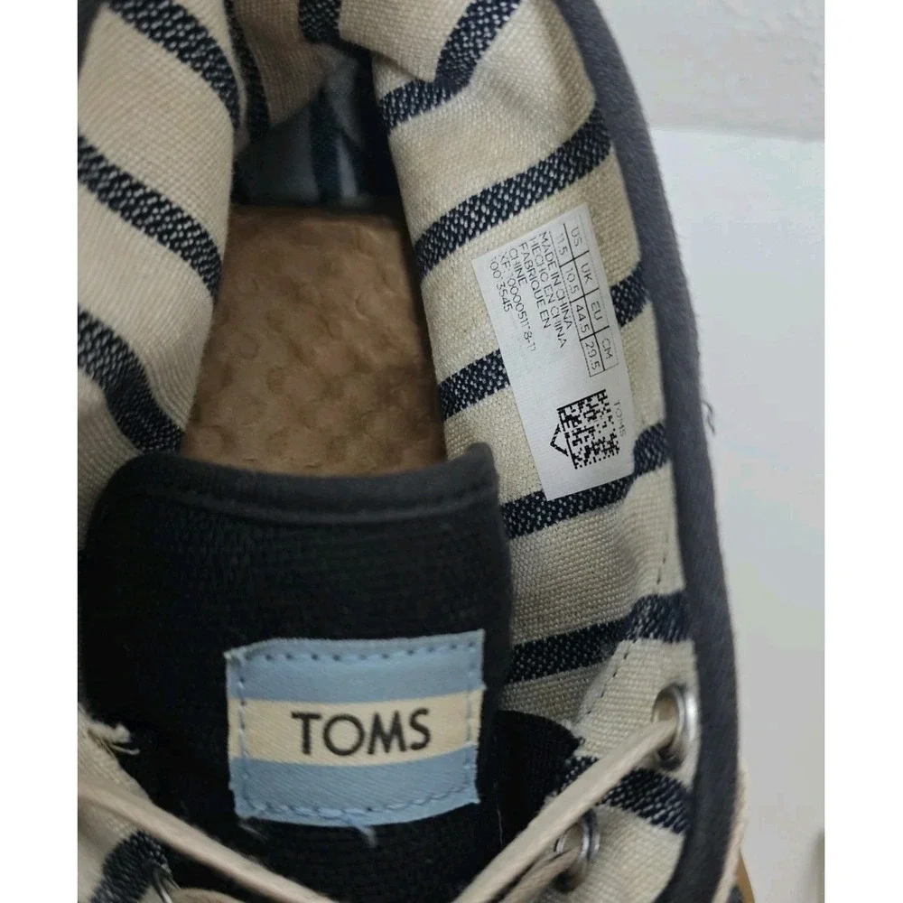 TOMS Heritage High Top Sneaker Shoes Mens 11.5 Black Lace Up Casual Boat